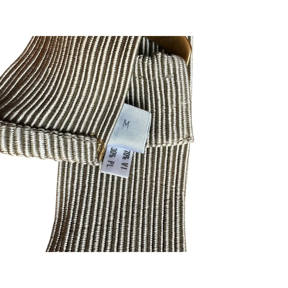Vintage De Vecchi Italy Beige Stretch‎ Belt w/ Gold-Tone Buckle Size M